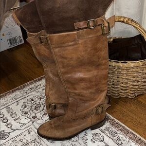Brown Leather Knee-High Boots Anthropologie size 6.5